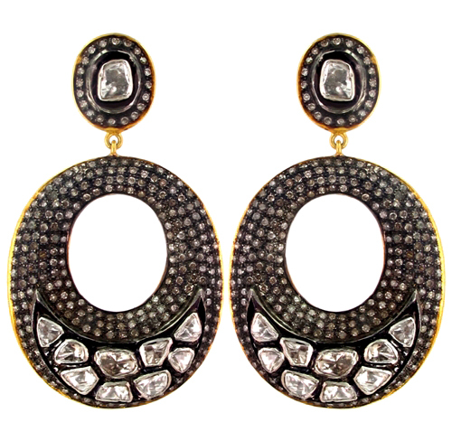 Rose Cut Diamond Silver Earrings