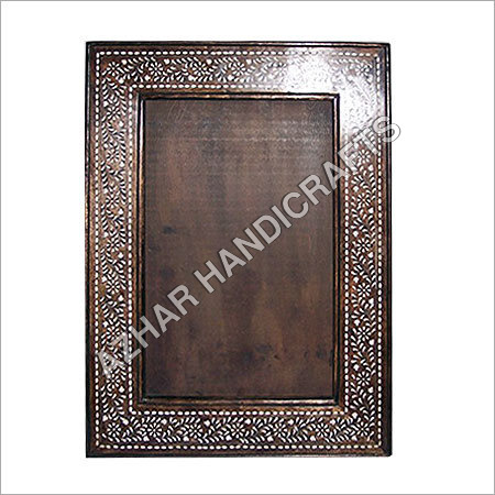 Wooden Mirror Frame - Polished Wood, Rectangular, Brown | Intricate Details, Elegant Design, Durable, Stylish Look