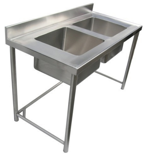 Two Sink Unit - Stainless Steel 600x600x800+150mm Dimensions | 18"x18"x10" Bowl Size 800 mm Height 1200 mm Length 4 Legs