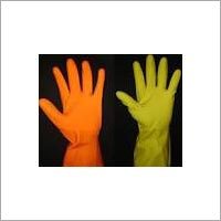Hand Glove - Rubber Material Orange Color | Tear-Resistant Skin-Friendly Ideal for Food Processing and Electrical Industries