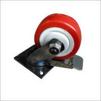 Swivel Caster Wheel - Steel, 100 Mm Size, Red And Black Color | Iso 9001:2008 Certified, Robust And High Strength Polyurethane Wheels
