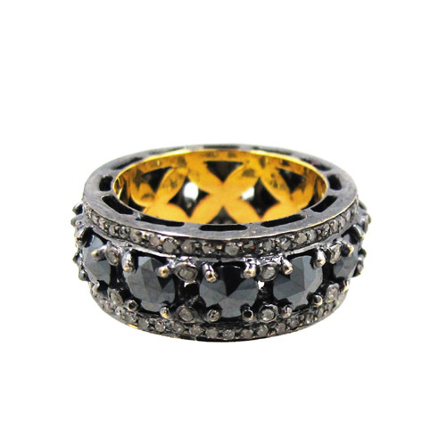 Black Spinel Diamond Ring