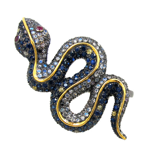 Snake Gemstone Diamond Ring