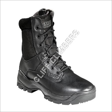 ATAC 8 Side Zip Boot Black - Leather/Nylon, Wide, Phylon Midsole, Polished Toe | Side Zipper, Shock Mitigation, Hidden Pocket, Oil & Slip Resistant