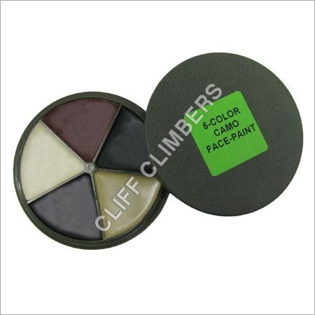Camo Face Paint 5 Colours - Plastic Case 75mm Diameter Black | Portable Compact Design Integral Mirror 5 Colors 50gms