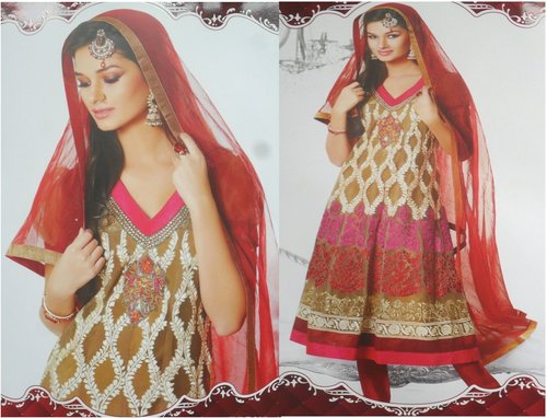 Designer Ladies Suit - Cotton Silk Anarkali, Floor Length, Beige | Embroidered, Elegant Design, Comfortable Fit, Stylish Look