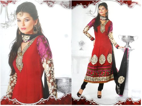 Red Anarkali Suits - Silk, 54 Inches, Red | Handcrafted Embroidery, Elegant Design, Comfortable Fit, Stylish Look