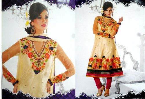 image 14 - Silk Blend, 54 Inches, Off-White | Elegant Design, Floral Embroidery, Comfortable Fit, Stylish Look