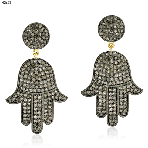 Diamond Hamsa Drop Earrings