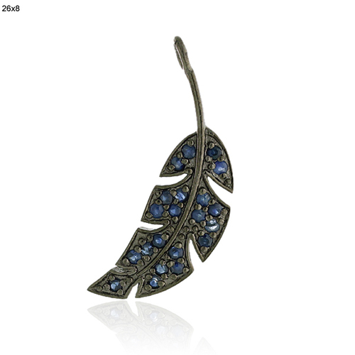925 Sterling Silver Blue Sapphire Leaf Pendant Gender: Women