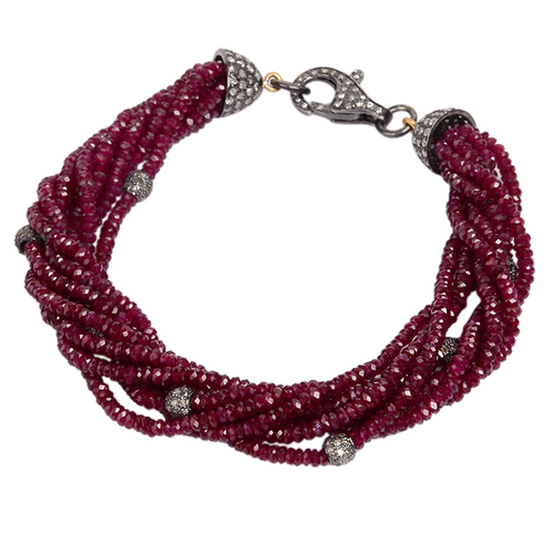 Ruby Beads Tassel Bracelet
