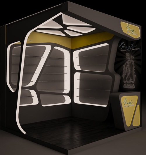Wedding Jewellery Exhibitions - Wood Metal, 9 Sq M, Black, LED Integrated | Modular Assembly, Luxury Display, Brand Enhancement, Customer Engagement