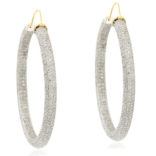 Pave Diamond Hoop Earrings
