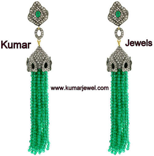 Green Tassel Earrings