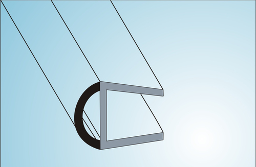 Plastic Profiles - PVC U-Shape, 8/10/12mm Glass, 2.2/2.5m, Grey, Durable Rubber Seal, Weatherproof, Easy Install