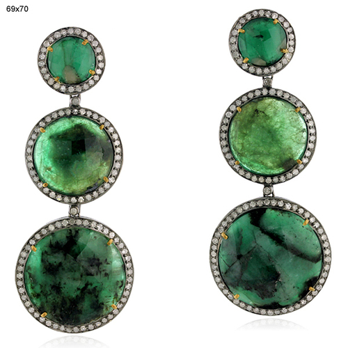 Disc Emerald Dangle Earrings