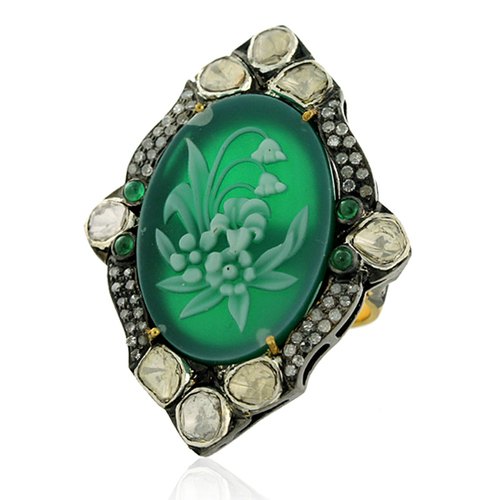 Diamond Flower Cameo Ring Jewelry