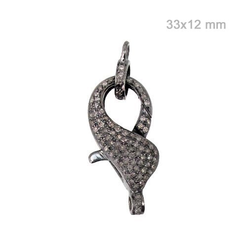 Snake Style Silver Diamond Lobster Lock Pendant