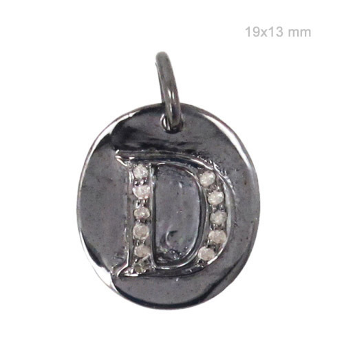 Alphabet letter 'D' Diamond Silver Jewelry Charms Pendant
