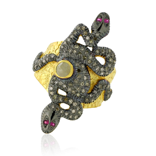 Pave Diamond Snake Ring