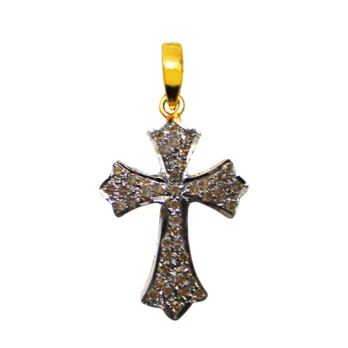 Designer Cross Silver Diamond Charm/Pendant