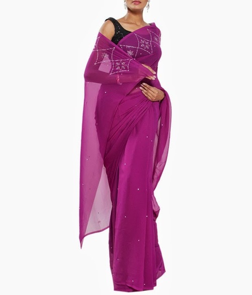 FAVOLA Designer Dazzling Mauve Crystallized Sari