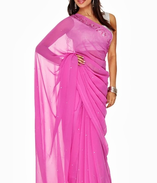 FAVOLA Gorgeous Designer Puple Wine Crystallized Sari