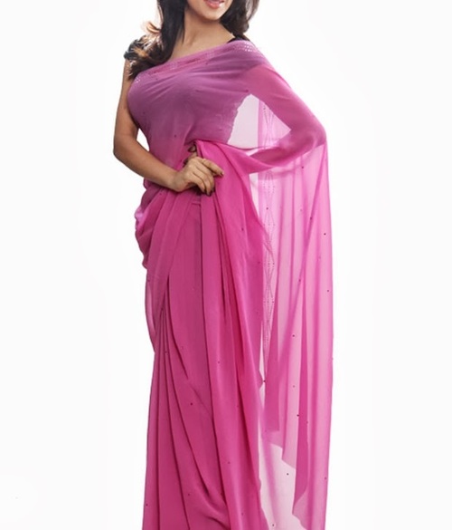 FAVOLA Designer Translucent Purple Wine Crystallized Sari