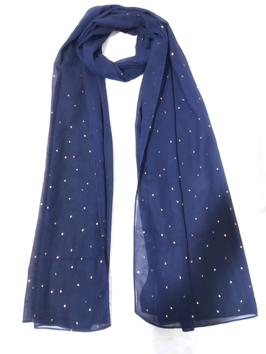 Navy Blue Dotted Printed Scarves