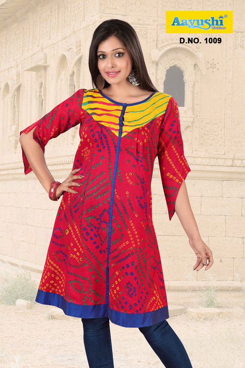 Cotton Bandhej Kurti Top