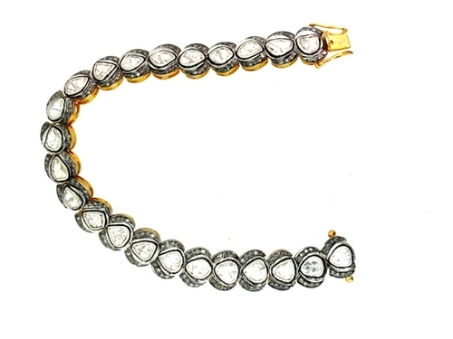 14k Yellow Gold Rose Cut Diamond Bracelet