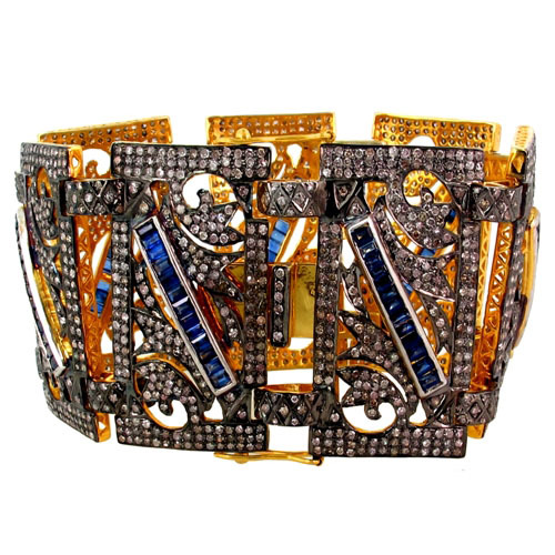 Blue Sapphire Pave Diamond Bracelet