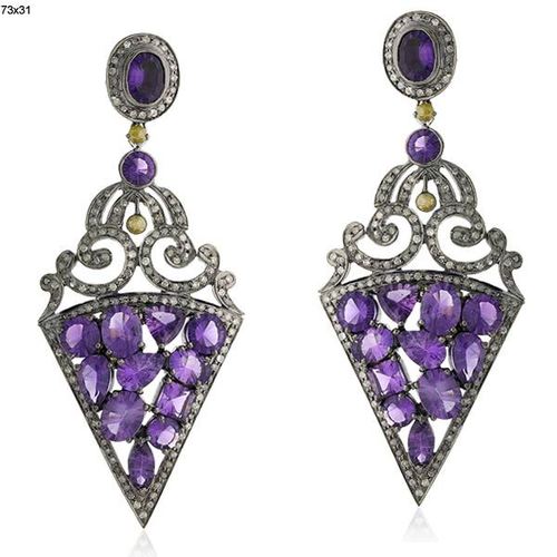 Amethyst Diamond Dangle Earrings