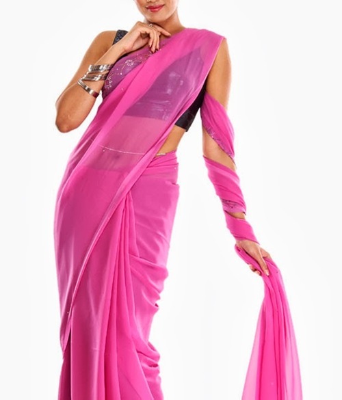 Favola Designer Elegant Purple Wine Crystallized Sari