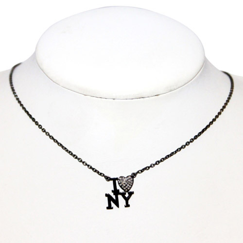Diamond I luv NY Pendant Silver Chain Necklace