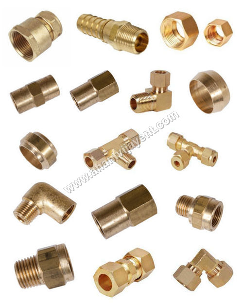 Brass Compression Fittings - Brass Material, Customized Sizes, Polished Finish, 1000 PSI Pressure Rating, NPT Thread Type | Durable, Sturdy Structure