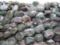 Emerald - 13" Natural Oval Gemstone Beads 6x8mm To 7x10mm, Greenish Brown Natural Quality
