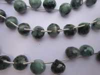 Emerald Beads - Natural 9mm-10mm Onion Shape Faceted, Greenish Brown Color, 12 Pcs