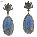Kyanite Gemstone Diamond Earrings 