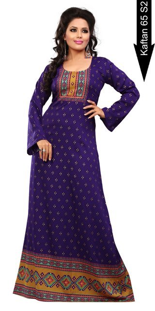 Formal Kaftan - Rayon, 52 Inch, Purple | Elegant Style, Comfortable Fit, Versatile Wear, Printed Pattern, Round Neckline