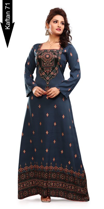 Printed Kaftan For Women - Rayon Maxi, Square Neckline | Stylish Design, Soft Fabric, Comfortable Fit
