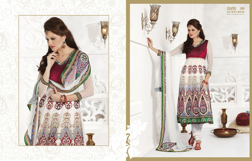 Salwar Kameez Indian - Cotton, 54 Inches, Maroon | Elegant Design, Soft Fabric, Comfortable Fit, Stylish Look, Printed Anarkali