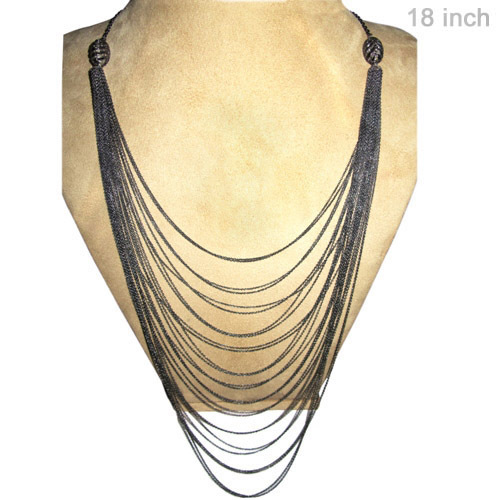 925 Sterling Silver Multi Layer Diamond Necklace