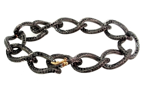 Black Diamond Link Silver Gold Fashion Bracelet