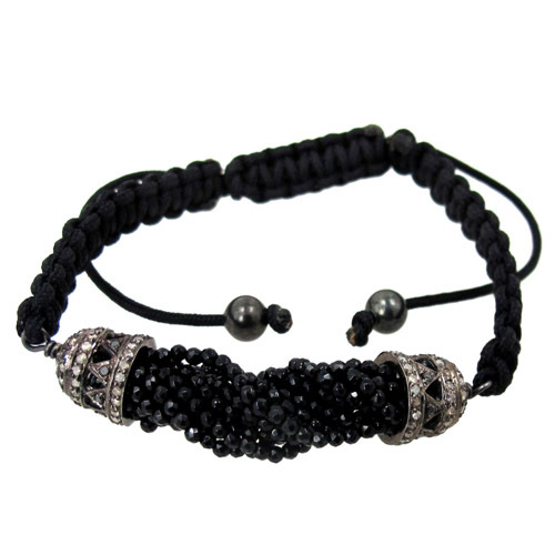 Onyx Beads Diamond Macrame Bracelet