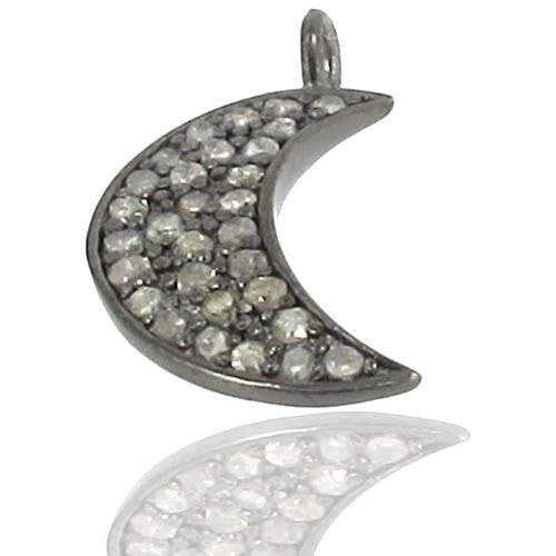 Half Moon Diamond Silver Charm Finding