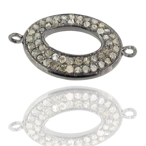 Circle Cut Diamond Bracelet Connector Finding - 925 Sterling Silver, 0.71 CTS Diamond, 1.840 GMS | Elegant Design, Secure Fastening, Versatile Use