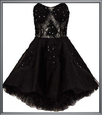 Cute Little Black Dresses - Lace, Tulle, S-XL, Black | Elegant Design, Sequin Accents, Comfortable Fit