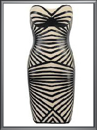 Ladies Strap Back Monochrome Stripe Print Dress
