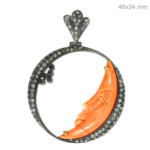 Moon Coral Carving Diamond Pendant